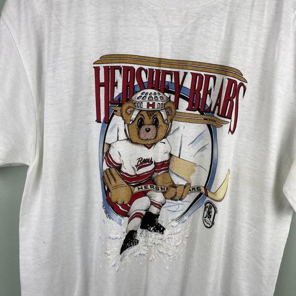 Tops - Retro 90S Hershey Bears Ahl Logo Made In Usa White Shirt